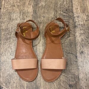Lulu's Tan and Brown Ankle Strap Sandals
